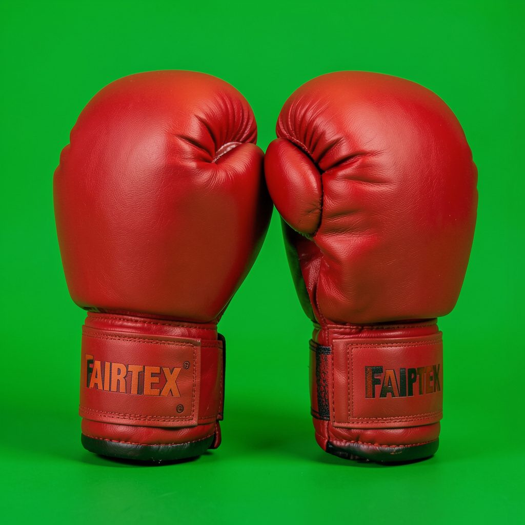 Боксерські рукавиці Fairtex червоного кольору на безшовному студійному тлі, зняті крупним планом